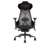 Asus ROG Destrier Ergo SL400 Gaming Chair with futuristic cyborg aesthetic, versatile seat adjustments for the perfect posture, mobile gaming arm support mode, and acoustic panel for less distraction and more immersive gaming experience