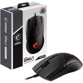 MSI Clutch GM41 Lightweight V2 Gaming Mouse, 16000 DPI Optical Sensor, Symmetrical, 60M+ Click OMRON Switches, 6-Buttons, 65g, FriXionFree Cable, 1ms Latency, RGB Mystic Light 5