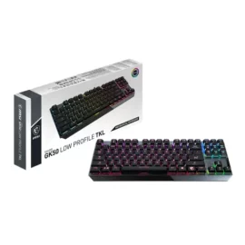 MSI Vigor GK50 Low Profile TKL RGB Mechanical Gaming Keyboard, 50+ Million Keystroke Life, Per-key RGB Mystic Light, Hybrid 6+N Key Rollover – Kailh White Clicky 5