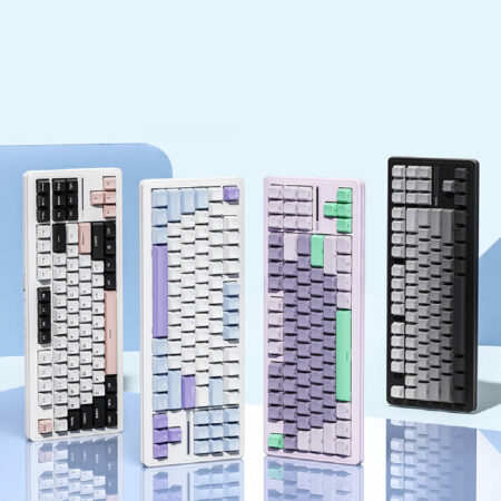 SAMA XINMENG M87 Pro V2 Tri-Mode Gasket Mechanical Keyboard - White Pink - G-Yellow Switch - Image 3