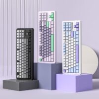 SAMA XINMENG M87 Pro V2 Tri-Mode Gasket Mechanical Keyboard - White Pink - G-Yellow Switch - Image 2