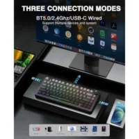 AULA F75 Pro Wireless Mechanical Keyboard,75% Gasket Hot Swappable Custom Keyboard – Gradient Grey – Reaper Axis Switch 4