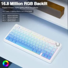 AULA F75 Pro Wireless Mechanical Keyboard,75% Gasket Hot Swappable Custom Keyboard – Gradient Blue – LEOBOG Reaper Switch 2