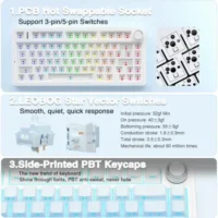 AULA F75 Pro Wireless Mechanical Keyboard,75% Gasket Hot Swappable Custom Keyboard – Gradient Blue – LEOBOG Reaper Switch 7