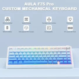 AULA F75 Pro Wireless Mechanical Keyboard,75% Gasket Hot Swappable Custom Keyboard – Gradient Blue – LEOBOG Reaper Switch 3