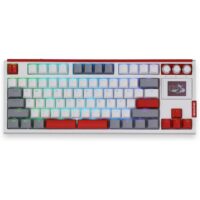 SKYLOONG GK87 Pro TKL Wireless USB-C Hot Swap Mechanical Keyboard w/Hot Swap Display Screen and Knobs, Bluetooth/2.4GHz/USB-C, Split Space Bar Compatible - Red/Gray/White