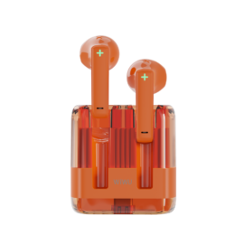 WiWU T21 Crystal Transparent Wireless Bluetooth Earbuds - Orange - Image 2