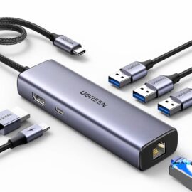 UGREEN 15598 Revodok 6-in-1 USB C Hub Gigabit Ethernet, 4K HDMI, 100W USB-C PD