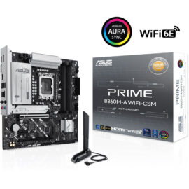 Asus PRIME B860M-A WIFI-CSM B860 LGA 1851 mATX motherboard, Intel® Core™ Ultra Series 2 Ready, Advanced AI PC-ready, 7+1+1+1 stage, DDR5, PCIe 5.0 x16, HDMI, USB 20Gbps Type-C®, 2x M.2, WiFi 6E, 2.5Gb LAN