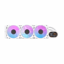 DarkFlash DH360D RGB Liquid CPU Cooler with Temperature and CPU Usage LED Display - White