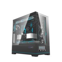 DarkFlash DY451 Pro Tempered Glass ATX PC Case, 2x USB 3.0, 1x Type-C, Four-Level Cooling System, Adjustable Fan Speed, Temperature Display, 1x Pre-Installed ARGB Fan Black