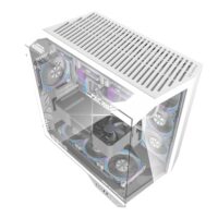 DarkFlash DY470 Tempered Glass ATX PC Case, Three-sided Glass Panel View, 2x USB 3.0, 1x Gen 2 Type-C, Horizontal and Vertical PCIE Slots, Dual 360mm Radiators Support, Back-connect Motherboard Compatible – White - Image 3