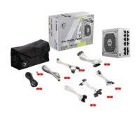 MSI MAG A850GL PCIE 5.0, 80 GOLD Fully Modular Gaming PSU, 12VHPWR Cable, ATX 3.0 Compatible, 850W Power Supply White - Image 5