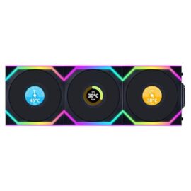Lian Li Uni Fan SL120 Wireless LCD ARGB Reverse Blade Case Fan Black - Triple Pack