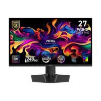 MSI MAG 271QP QD-OLED X24 27-inch 2560 x 1440 (QHD) 240Hz, Adaptive-Synch, HDMI, DisplayPort, VESA Mountable, Tilt, Height Adjustable, Speaker, 0.03ms Gaming Monitor Black