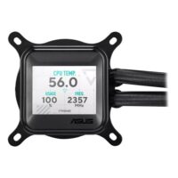 ASUS Prime LC 360 ARGB LCD all-in-one CPU liquid cooler with sharp screen showcasing CPU & GPU information with different background, high-performance Asetek pump armed with robust motor, daisy-chainable fans - Image 6