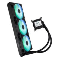 ASUS Prime LC 360 ARGB LCD all-in-one CPU liquid cooler with sharp screen showcasing CPU & GPU information with different background, high-performance Asetek pump armed with robust motor, daisy-chainable fans - Image 2