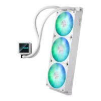 ASUS Prime LC 360 ARGB White Edition all-in-one CPU liquid cooler with vast CPU contact area and finned channels, water block with infinity mirror lens options, integrated ARGB fans and Aura lighting - Image 5
