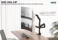 MXG VMA-24P Heavy-Duty Dual Stacked Gas Spring Monitor Arm (Up to 49" & 20kg per Screen)