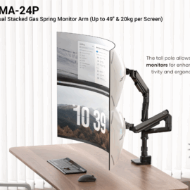 MXG VMA-24P Heavy-Duty Dual Stacked Gas Spring Monitor Arm (Up to 49" & 20kg per Screen)