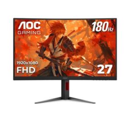 AOC C27G4H 27" Curved Gaming Monitor, FHD 1080p, 180Hz, AMD FreeSync, Black, Xbox PS5 Switch Compatible