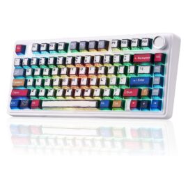AULA F75 Wireless Mechanical Creamy Keyboard with RGB Backlit Hot Swappable, 81 Keys 75% Layout Gaming Keyboard, Bluetooth/2.4GHz/Type-C, Creamy Sounding - Reaper Switches ( Comic theme )