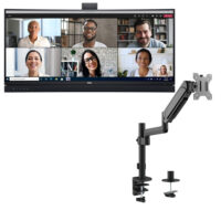Dell C3422WE 34.14" 60Hz 21:9 Curved WQHD Video Conferencing IPS Monitor (Used) With MXG PMA-12 Single Monitor Pole-Mounted Spring-Assisted Monitor Arm