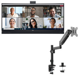 Dell C3422WE 34.14" 60Hz 21:9 Curved WQHD Video Conferencing IPS Monitor (Used) With MXG PMA-12 Single Monitor Pole-Mounted Spring-Assisted Monitor Arm