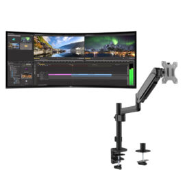 LG 34CB99-W 34'' IPS WQHD UltraWide™ Curved Monitor with USB Type-C™, USB 3.0 Quick Charge, FreeSync™, Flicker Safe, Black With MXG PMA-12 Single Monitor Pole-Mounted Spring-Assisted Monitor Arm