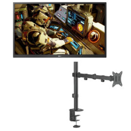 LG 27UP550N-W 27''4K UHD IPS LED AMD Freesync sRGB 98% Colour Gamut HDR with USB-C port Monitor Used MXG BMA-12P Single Monitor Steel Articulating Monitor Mount Matte Black