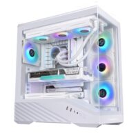 Lian Li Vector V100 ATX Mid-Tower PC Case, 4 x 120mm ARGB PWM Fans Pre-Installed, LED RGB Strip, Display Platform with Tempered Glass, Support 420mm GPUs, 360mm Radiator, Optimized Airflow White