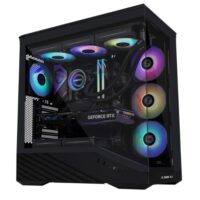 Lian Li Vector V100 ATX Mid-Tower PC Case, 4 x 120mm ARGB PWM Fans Pre-Installed, LED RGB Strip, Display Platform with Tempered Glass, Support 420mm GPUs, 360mm Radiator, Optimized Airflow Black