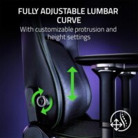 Razer Iskur V2 Gaming Chair, Built-in 6D Lumbar Support, High Density Foam Cushion, 4D Armrest, Head Cushion Include Dark Grey Fabric - Image 3