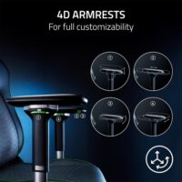 Razer Iskur V2 Gaming Chair, Built-in 6D Lumbar Support, High Density Foam Cushion, 4D Armrest, Head Cushion Include Dark Grey Fabric - Image 5