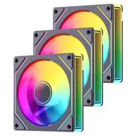 SNOWMAN LK120 ARGB 120mm Triple Fan Pack Forward Blade H1YK ARGB 5V 3PIN TO SATA and Remote Controller – Black