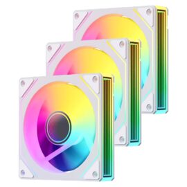 SNOWMAN LK120 ARGB 120mm Triple Fan Pack Forward Blade H1YK ARGB 5V 3PIN TO SATA and Remote Controller – White