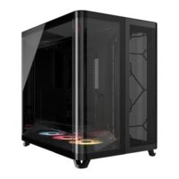 Corsair AIR 5400 LX-R ARGB iCUE Link Triple Chamber Mid-Tower Computer Case 3x RS-R 120mm Pre-Installed Fans Up to 360mm Radiator & 10x Fan Support Tempered Glass Panel Black