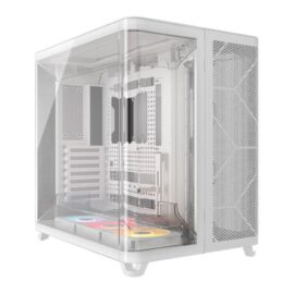 Corsair AIR 5400 RS-R ARGB Triple Chamber Mid-Tower Computer Case 3x RS-R 120mm Pre-Installed Fans Up to 360mm Radiator & 10x Fan Support Tempered Glass Panel White