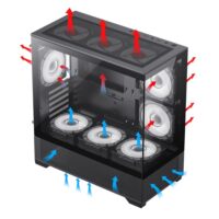 GameMAx Vista MB Micro ATX tower - Aesthetic looks airflow focus Glass to Glass full view - Black - Image 4