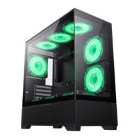 GameMAx Vista MB Micro ATX tower - Aesthetic looks airflow focus Glass to Glass full view - Black
