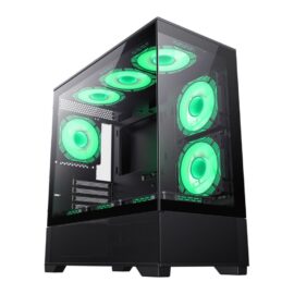 GameMAx Vista MB Micro ATX tower - Aesthetic looks airflow focus Glass to Glass full view - Black
