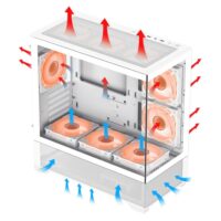 GameMAx Vista MW Micro ATX tower - Aesthetic looks airflow focus Glass to Glass full view - White - Image 4