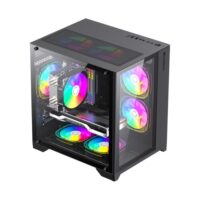 GameMax Infinity Mini Supports Fix 7 ARGB Fans 2 Tempered Glass - Black - Image 3