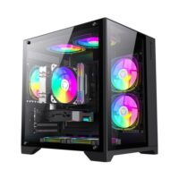 GameMax Infinity Mini Supports Fix 7 ARGB Fans 2 Tempered Glass - Black