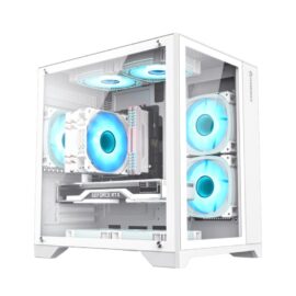 GameMax Infinity Mini Supports Fix 7 ARGB Fans 2 Tempered Glass - White