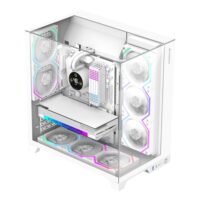 GameMax Infinity PRO Panoramic Tempered Glass Mid-Tower Gaming PC Case - White - Image 5