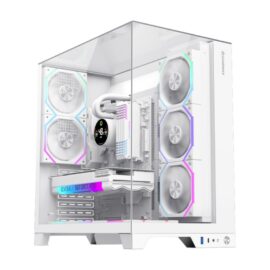 GameMax Infinity PRO Panoramic Tempered Glass Mid-Tower Gaming PC Case - White