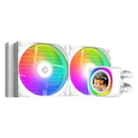 ID-COOLING FX240 LCD 240 mm AIO Liquid CPU Cooler with 1.48″ Full-Color LCD Display - White