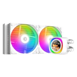 ID-COOLING FX240 LCD 240 mm AIO Liquid CPU Cooler with 1.48″ Full-Color LCD Display - White