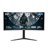 MXG G34WIC-65 | 34" Curved Nano IPS Ultrawide 165Hz Display – 10-Bit Color, 99% DCI-P3 / 100% sRGB, G-Sync + FreeSync, Height Adjustable.